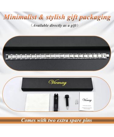 Vicmag Magnetic Bracelet for Men Titanium Steel with Ultra Strength Magnets - Single-Row Silver | Adjustable with Tool & Gift Box - Buy Online on GoSupps.com