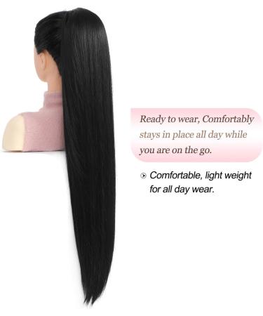 FINE PLUS 30 Inch Natural Black Ponytail Extension Long Yaki Straight Drawstring Ponytail Extension Clip in Ponytail Hair Extensions for Women(30 Inch Natural Black) 30Inch Natural Black - Buy Online on GoSupps.com