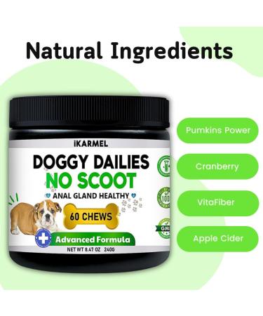 Doggy Dailies Anal Gland Support Chews | No Scoot Supplements with Pumpkin | Vet-Formulated for Dog Digestion | 60 Chews - Buy Online on GoSupps.com