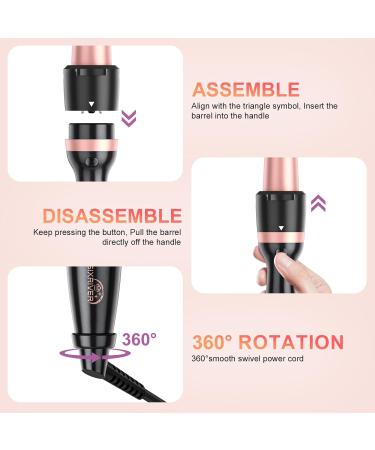 5 in 1 Curling Iron Curling Wand Set with Curling Thermal Brush&4 Interchangeable Ceramic Curling Wand(0.4"-1.25") Long Lasting Curls Hair Iron Crimper Instant Heat Up Hair Curler with Glove&2 Clips - Buy Online on GoSupps.com