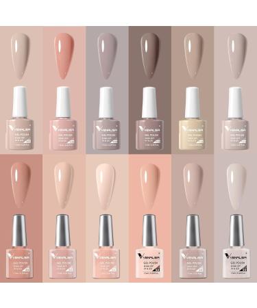 VENALISA Nude Gel Nail Polish Set Gel Nail Polish Kit 12 Colors Pink Grey Beige Rose Natural Skin Tone Soak Off UV Nail Polish for beginner manicure at home - Buy Online on GoSupps.com