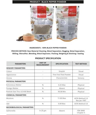 Mum's Premium Black Pepper Powder - 150g Ground Black Pepper - Buy Online on GoSupps.com