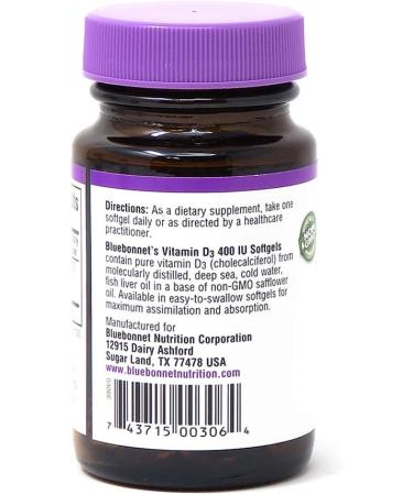 BLUEBONNET NUTRITION Vitamin D3 400 Iu 100 CT - Buy Online on GoSupps.com