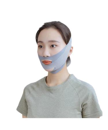Anti-Wrinkle Face Slimming Mask Breathable Outline Lifting Shaping Face Bandage Chin Up Face Lifting Line Reducer for Defined V-Shape (Grey)