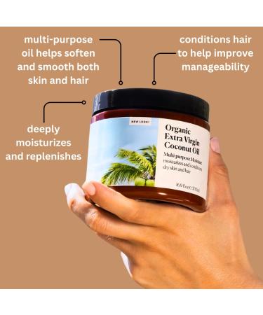 Organic Cold-Pressed Coconut Oil for Hair Skin and Body Natural Moisturizer 16.9 fl oz - Buy Online on GoSupps.com