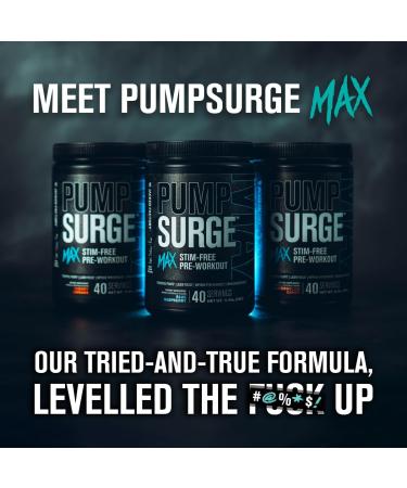 Jacked Factory Pumpsurge Max Stim Free Pre Workout - High-Performance Caffeine Free Pre Workout with L-Citrulline N03-T Arginine Nitrate & Glutathione - 40 Servings Cherry Limeade - Buy Online on GoSupps.com