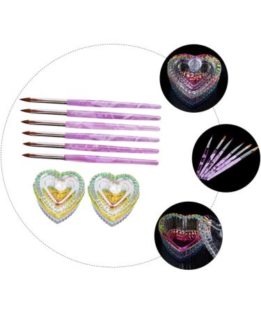 Ipetboom 1 Set Nail Art Crystal Cup Nail Glass Dish Glass with Lid Nail Liquid Nail Painting Drawing Pens Liquid Powder Dish Nail Brush for Acrylic Application Nail Kits Tool With Cover Abs - Buy Online on GoSupps.com