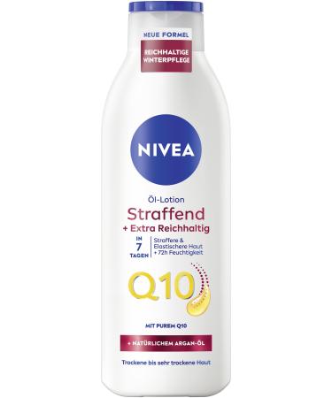 NIVEA Lotion l'huile raffermissante Q10 - Lotion corporelle nourrissante l'huile d'argan 100% naturelle et Q10 pure - Cr me raffermissante pour le corps - Pour peaux matures et s ches - 250 ml Produit neuf