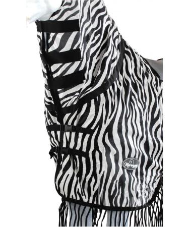 Marengos Zebra Fly Outdoor Ceiling Blanket with Fringes | Insect Protection | Saddle Cutout & Neck Part | 145cm Black & White Horse Sheet - Buy Online on GoSupps.com