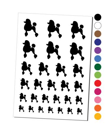Standard Poodle Dog Solid Temporary Tattoo Water Resistant Fake Body Art Set Collection - Black (One Sheet)
