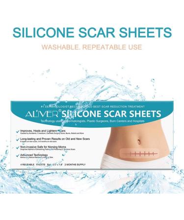 Silicone Scar Sheets for C-Section Surgery, Burn, Keloid, Acne - 4 Sheets (2 Month Supply) - Buy Online on GoSupps.com