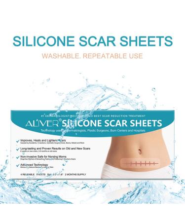 Silicone Scar Sheets - Reusable Treatment Strips for Keloids, C-Section, Surgery, Burns, and Acne - 4 Sheets - 5.9x1.6 - Best for Scar Reduction - Buy Online on GoSupps.com