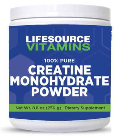 LifeSource Vitamins Creatine Monohydrate Powder - 100% Pure - 250 Grams - 50 Servings - Muscle Building