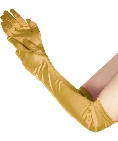 NQEUEPN Women Long Gloves Long Elbow Satin Gloves 21" Stretchy 1920s Opera Gloves Hand Care Moisturizing Gloves for Women Girls Evening Party Dance (Gold) - Buy Online on GoSupps.com