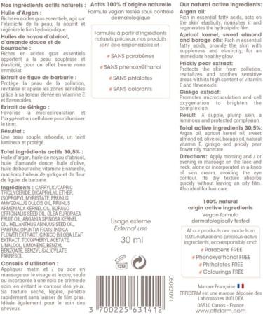 EFFIDERM - Regenerating Silky Oil - Face Body & Hair Care - Argan & Sweet Almond Oil - Vegan - 30ml recyclable glass bottle - Buy Online on GoSupps.com