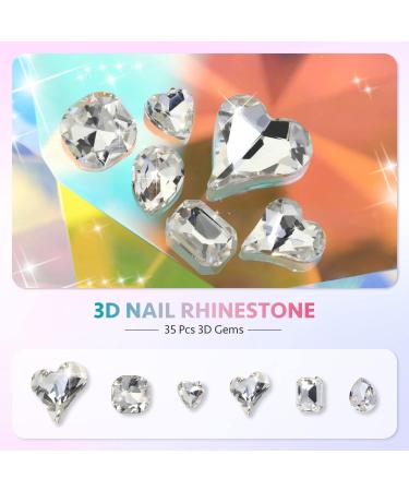 GAOY White Rhinestones for Nails - 1180 Pcs 12 Styles Nail Gems Set for Crafts - Clear 3D Multi Shapes and Round Flat Back Crystal Jewels for DIY Nail Art - Buy Online on GoSupps.com