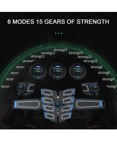EMS Training Device - Electro Muscle Stimulator for Abdominal & Leg Muscle Building | 6 Modes 15 Intensities - Blue - Buy Online on GoSupps.com