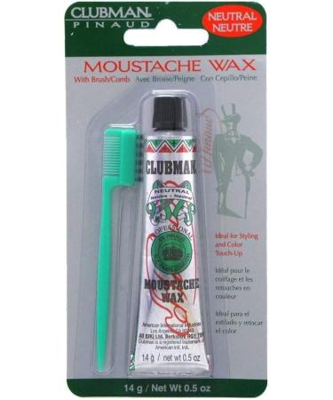 Clubman Moustache Wax with Brush Comb - Neutral 14g
