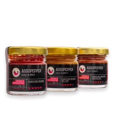 Assopepper di Massimo Utro CAROLINA REAPER RED YELLOW & CHOCOLATE TRIS OF 35g 99.9% Pepper CURRENT WORLD RECORD