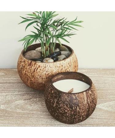Coconut Shell Candle Scented Soy Essential Oil Infused Candle Natural Wood Wick Made with Coconut Shells Eco-Friendly Coconut Scent