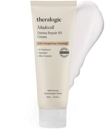 Madecell Derma Repair B5 Cream - Skin Barrier Repair Moisturizing & Soothing Face Moisturizer for Sensitive Skin with Dexpantenol & Madecassoside - Hypoallergenic Vegan 2.7oz.