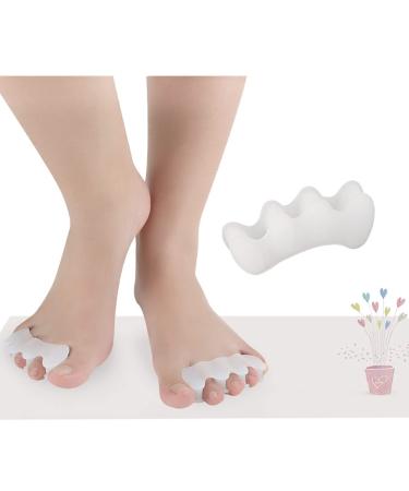 Gel Toe Separators Transparent women 3 Hole Toe Spreaders Toe Separator Toe Correctors For Bent Toes Adjustable Toe Protection for Overlapping Toes Blisters Foot Pain Friction Claw Toes White 2 pairs