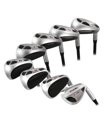 Mens Powerbilt Golf EX-550 Hybrid Iron Set, which Includes: #4, 5, 6, 7, 8, 9, PW +SW Senior Flex Right Handed New Utility A Flex Club