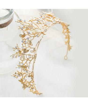 Yean Gold Wedding Crown Baroque Vintage Rhinestone Tiara for Women and Men - Buy Online on GoSupps.com