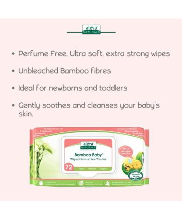 Aleva Naturals Ultra Sensitive Bamboo Baby Wipes - 72 Count (6.7 x 7.9 in) - Buy Online on GoSupps.com