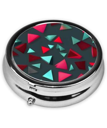 Triangular Pattern Round Pill Box Organizer - 3 Compartment Portable Travel Pill Box for International Shipping - Buy Online on GoSupps.com