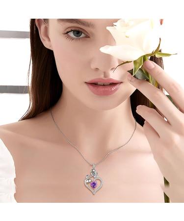 Cute Cat Necklace with Sparkling Zirconia Crystal Birthstone Pendant Necklace for Girls Womens White Gold Over 925 Sterling Silver Animal Necklace Birthstone Jewelry Sweet Present Girlfriend Sisters A January-Garnet - Buy Online on GoSupps.com