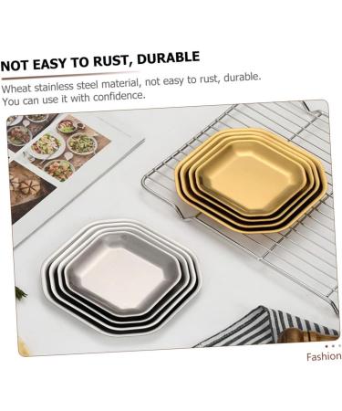 Zerodeko Dipping Bowls 4 pcs Stainless Holder Food Pickle Sushi Silver Dish Tray Bowl Kitchen Trays Household Sauce for 10.4X10.4X0.3CMx2pcs Silverx2pcs - Buy Online on GoSupps.com