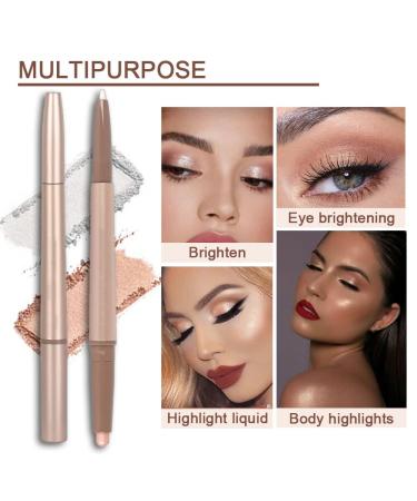 Shimmer Pearl White Cream Eyeshadow Stick and Bronze Eye Liner Pencil - 2Pcs Set | Light Gold Cream Eyeshadow Stick and White Eyeliner Pencil - Highlighter Eye Shadow Liner Crayon Duo - Pack of 1 - Buy Online on GoSupps.com