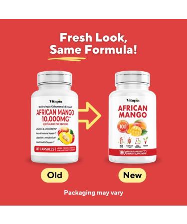 African Mango Capsules for Immune System Metabolism and Nutritional Wellness Support - Pure 10:1 Irvingia Gabonensis Extract - 180 Veggie Capsules Non-GMO Gluten-Free Vegan-Friendly African Mango 180 - Buy Online on GoSupps.com