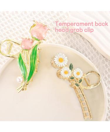 6 Pcs Sunflower & Tulip Metal Hair Clips - Large Floral Hair Accessories for International Shipping - Buy Online on GoSupps.com