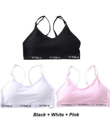 Girls Cotton Racerback Sports Bra 3 Pack - Comfortable Training Crop Tops - One Size - Buy Online on GoSupps.com