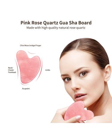 Rose Quartz Gua Sha Tool for Facial Microcirculation - Authentic Pink Stone for Preventing Wrinkles and Boosting Complexion Radiance - Buy Online on GoSupps.com