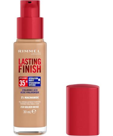 Rimmel London - Lasting Finish 35 Hour Foundation Long-Wearing Hydrating Vegan Formula Full-Coverage - Golden Beige 1 count (Pack of 1) Golden Beige - 210 - Buy Online on GoSupps.com