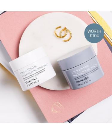 This Works My Wrinkles Moisturiser Duo - Anti Aging Face Cream Set for Smooth Skin - Includes Extreme Moisture Cream with Hyaluronic Acid and Midnight Moisture Night Cream with Retinoid Complex - Buy Online on GoSupps.com