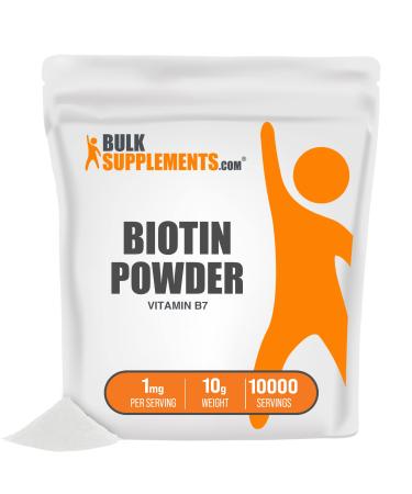 BulkSupplements.com Pure Biotin (Vitamin B7) Powder - Biotin Vitamins for Hair Skin and Nails - Vegan Biotin - Nail Growth - Skin Vitamins - Hair and Nails Vitamins for Women (10 Grams - 0.35 oz) 10 Gram (Pack of 1)