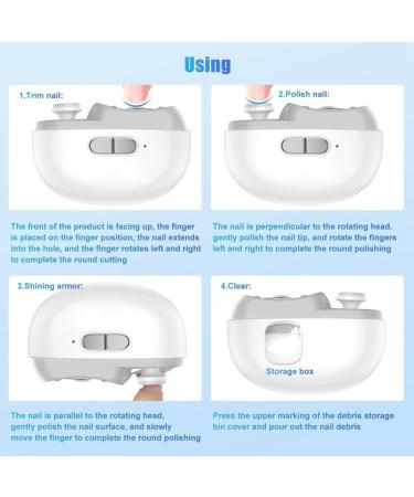 MABSSI Electric Automatic Nail Clipper with Light & 2 Speeds Fingernail Cutter and Polisher Nail Scraps Storage Rechargeable - Buy Online on GoSupps.com