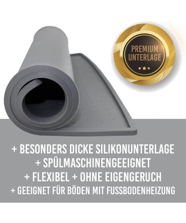 KaraLuna Premium Silicone Bowl Mat (60x40cm) - Curved Grey Design for Pets - Durable & Non-Slip - International Shipping Available - Buy Online on GoSupps.com