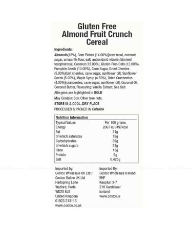 Innofoods Almond Fruit Crunch Cereal Maple Nuts Seeds Cluster Flakes Pack 900g - Buy Online on GoSupps.com
