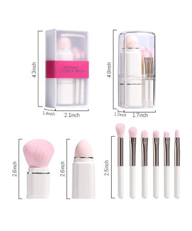 JPNK Portable Makeup Brushes Set - 8 in 1 Travel Loose Powder, Angled, Foundation, Lip Brush - Retractable Makeup Brushes (White) - Buy Online on GoSupps.com