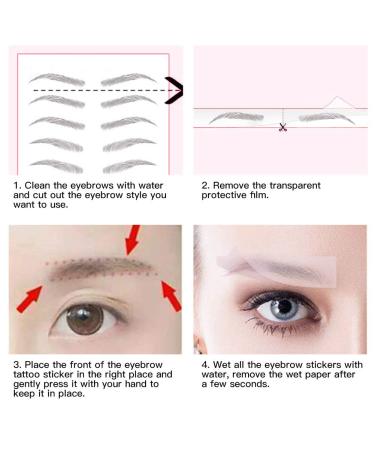 DAGEDA Brown 40 Pairs 4 PC 4D Waterproof Bionic Eyebrow Transfers Stickers | Long Lasting Natural Water Transfer Tattoo for Makeup - ZX-008 Brown - Buy Online on GoSupps.com