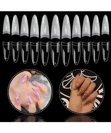 Noverlife 1100PCS C Curved Half Cover Almond False Nail Tips - Clear & Natural | 11 Sizes - Acrylic Long Fake Nails for Nail Art Manicure Pedicure at Home or Salon - Buy Online on GoSupps.com