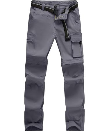 StunShow Boys Waterproof Cargo Pants - UPF 50+ Quick Dry Convertible Zipper Pants for Kids - Grey - Ideal for Casual Hiking - Buy Online on GoSupps.com