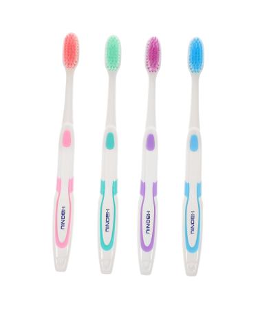 Healvian 4 pieces nano toothbrush micro fine toothbrush ergonomic toothbrush toothbrush soft toothbrush for adults soft toothbrush clean toothbrush bag