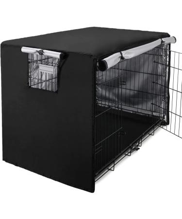 Medibot Double Door Waterproof Dog Crate Cover - 36 inch Black | Indoor/Outdoor Kennel Cover with Air Vent Window for Wire Crates - Buy Online on GoSupps.com