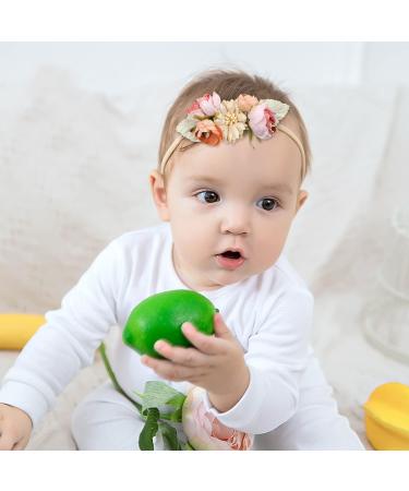 Cinaci 5-Pack Delicate Flower Nylon Headbands for Baby Girls & Toddlers | Infant Hair Accessories - Buy Online on GoSupps.com